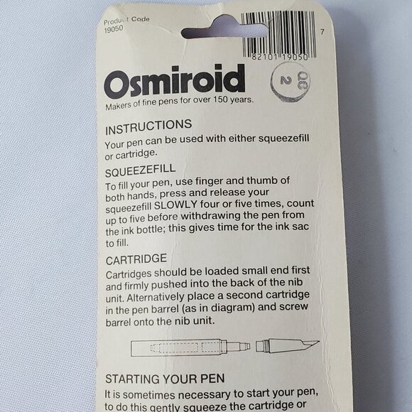 Vintage Osmiroid Fountain Pen, Cap & Barrel Only With Squeezefill White - Picture 5 of 9